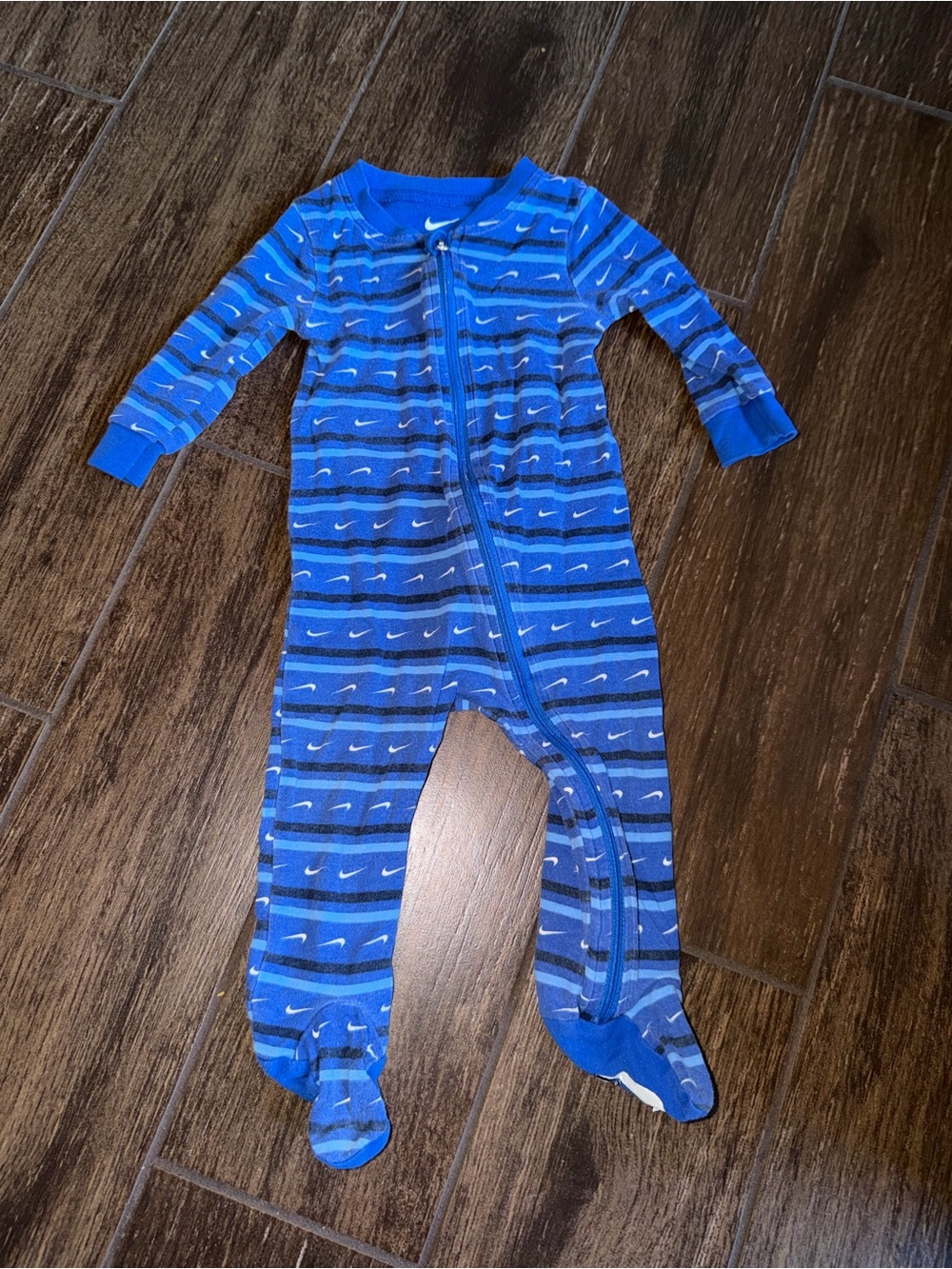 Nike Blue Striped Footed One-Piece